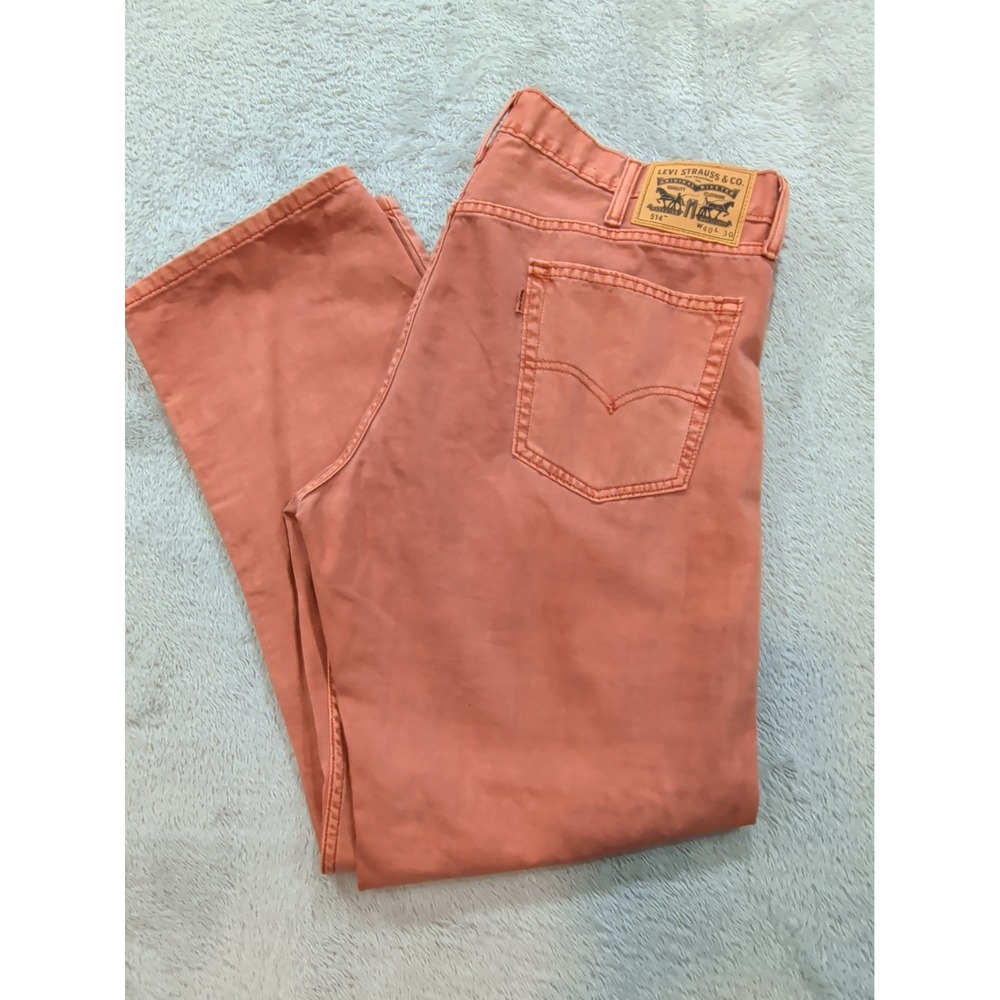 Levis 514 Slim Straight Leg Jeans Mens 40x30 Pink Denim 100% Cotton